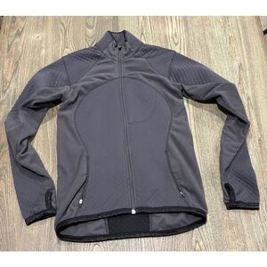 Nike Fit Therma Womens Full Zip Jacket High Collar Long Sleeve Gray Size Medium